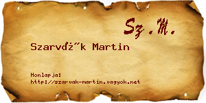 Szarvák Martin névjegykártya