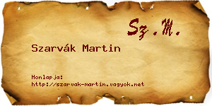 Szarvák Martin névjegykártya