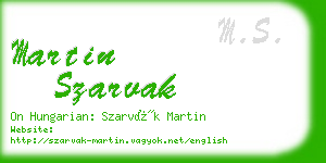 martin szarvak business card